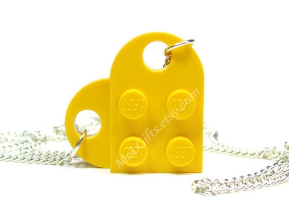 Sunshine Yellow Heart Necklace made from LEGO (r) Heart Pieces - MoLGifts
