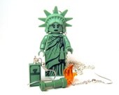 Statue of Liberty Necklace and Earring Set - made from Series 6 LEGO (r) Minifigure
