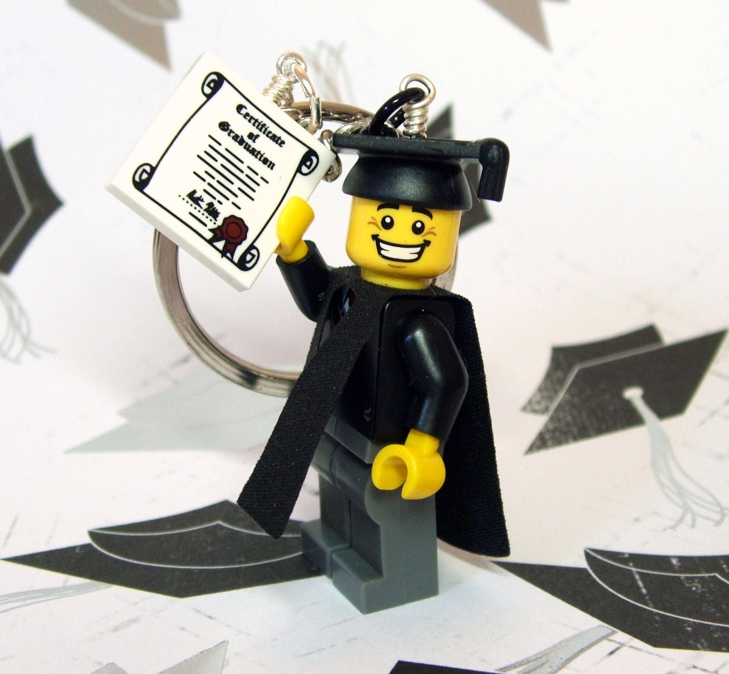 Graduate Key Chain - made from Genuine LEGO (r) Series 5 Minifig