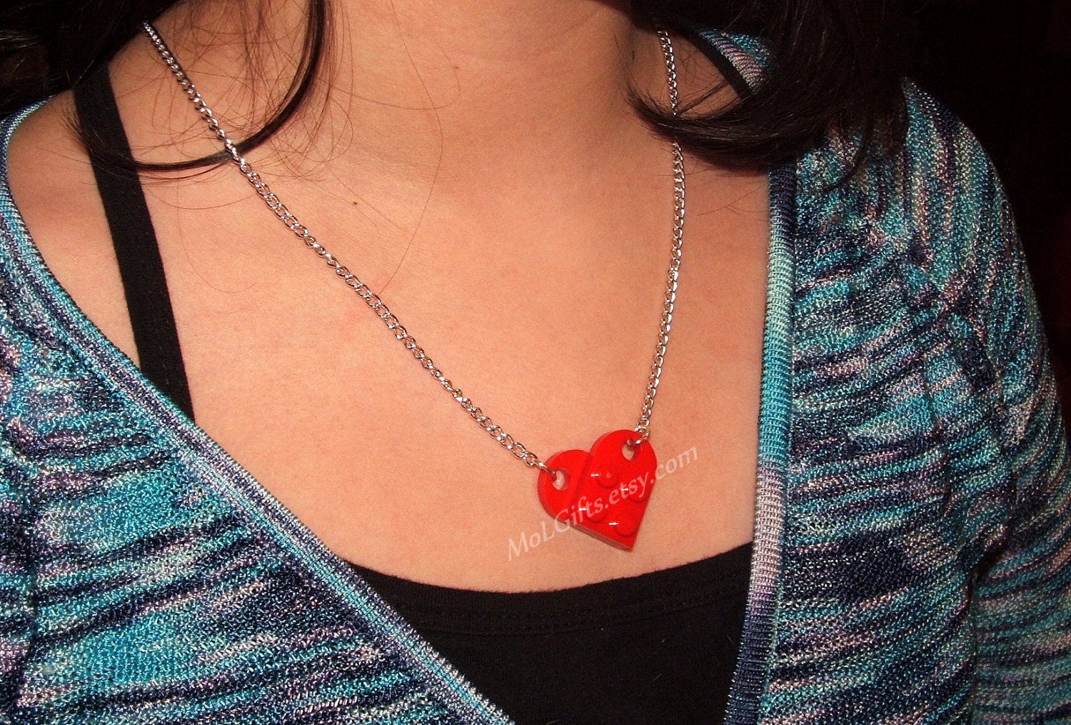 Heart Necklace - made from Genuine LEGO (r) Pieces - You Choose Color