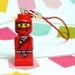 Red Ninja Cell Phone Charm, Zipper Pull made from LEGO (r) Pieces