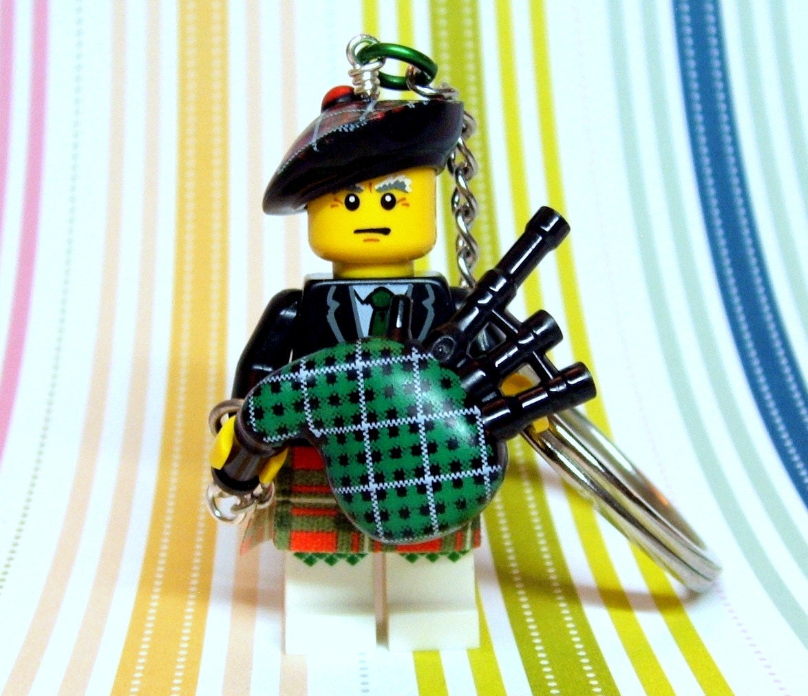 Bagpiper Keychain - made from Series 7 LEGO (r) Minifigure
