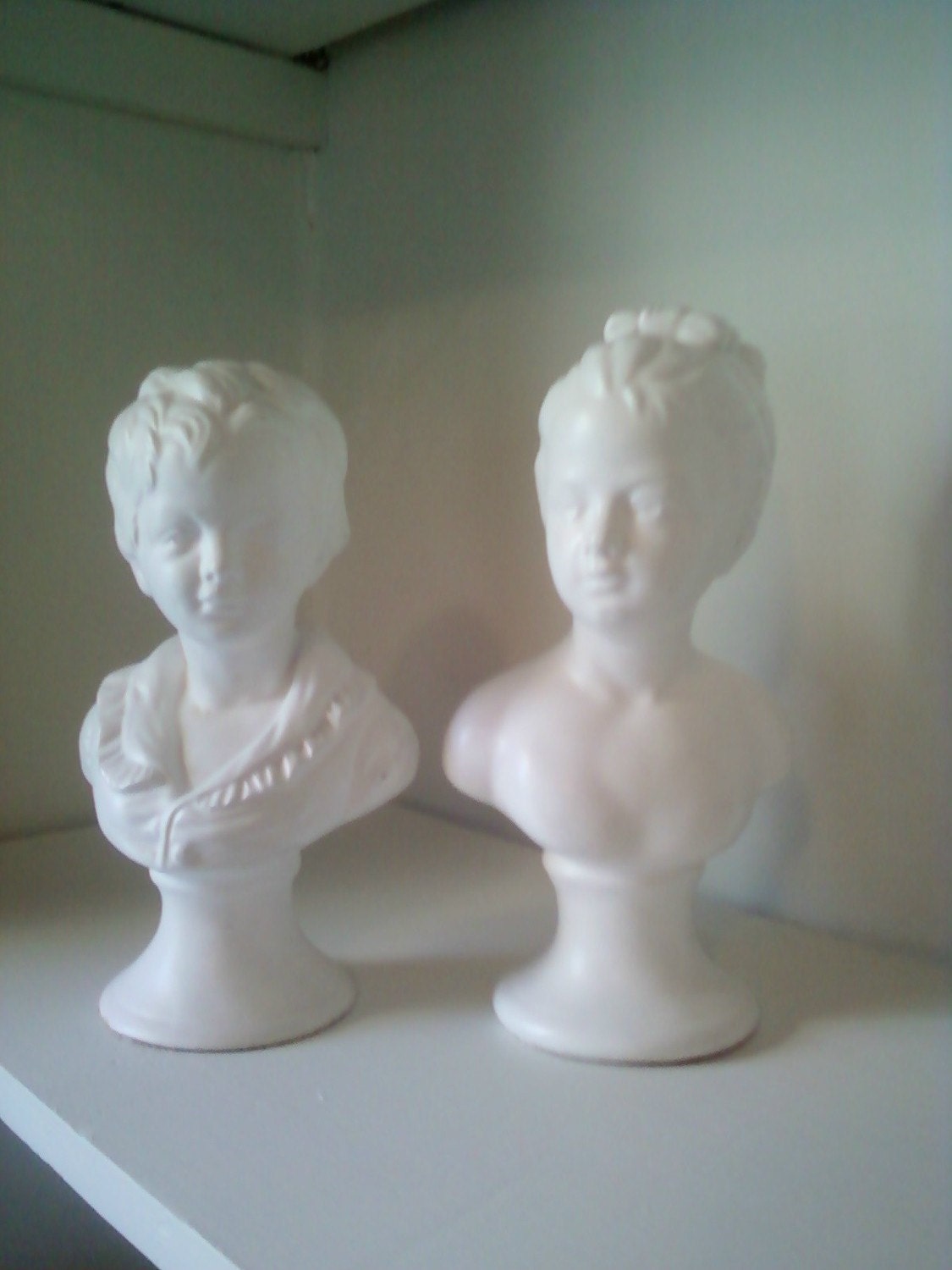 Gorgeous Vintage French Boy and Girl Bust Statues