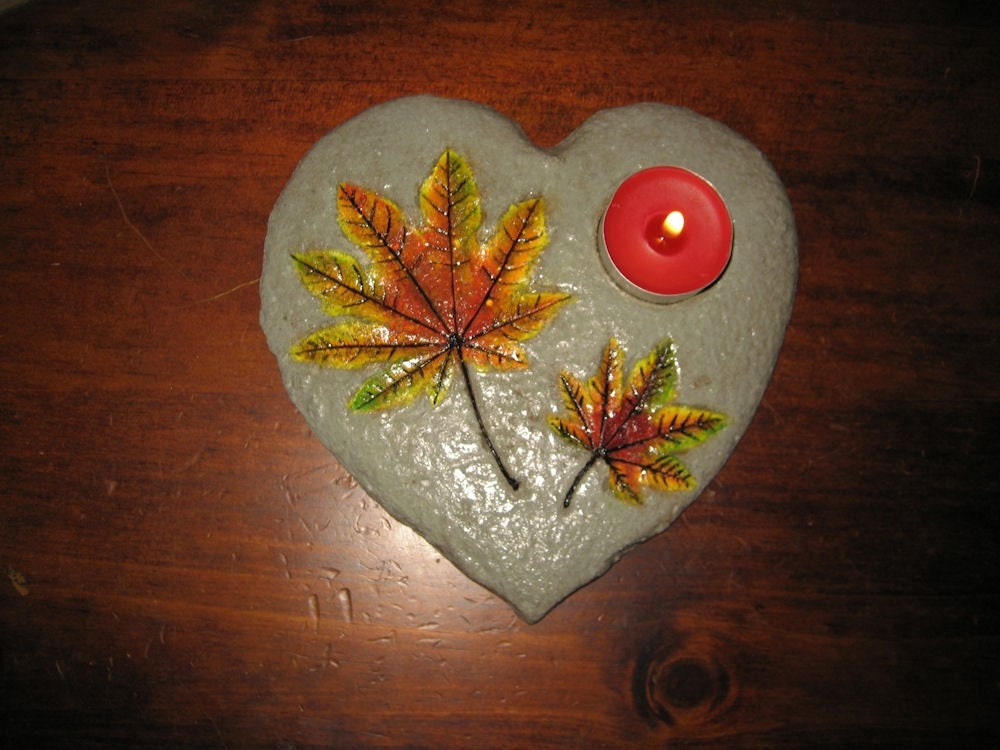 Maple leaf heart shaped tea light holder.  6.5in x 7in shipping included