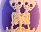 Conjoined Twins "Semper et Ubique" Cameos 40x30mm, set of 3 in Bone on Lavender.