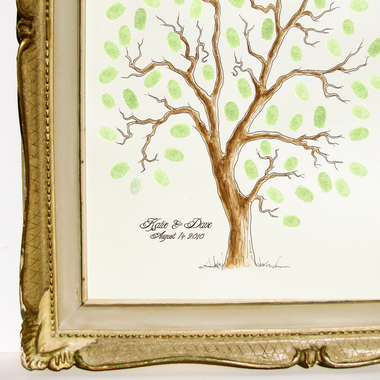 MEDIUM Wedding Tree Guest Book Family Tree 16 x 20 Customizable ORIGINAL watercolor PAINTING Thumbprint Tree up 125 guests