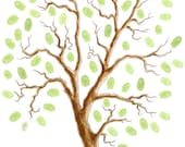Wedding Tree Guest Book 18 x 24 Thumbprint Tree up 200 guests Customizable ORIGINAL WATERCOLOR PAINTING