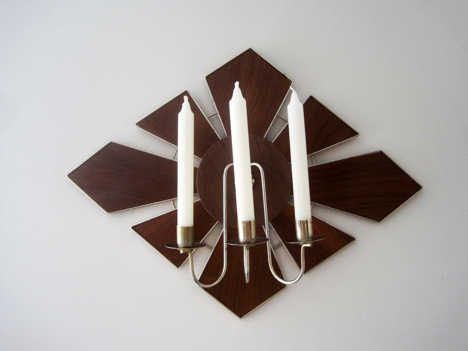 Mid Century Modern Atomic Starburst Wall Sconce Candle Holder