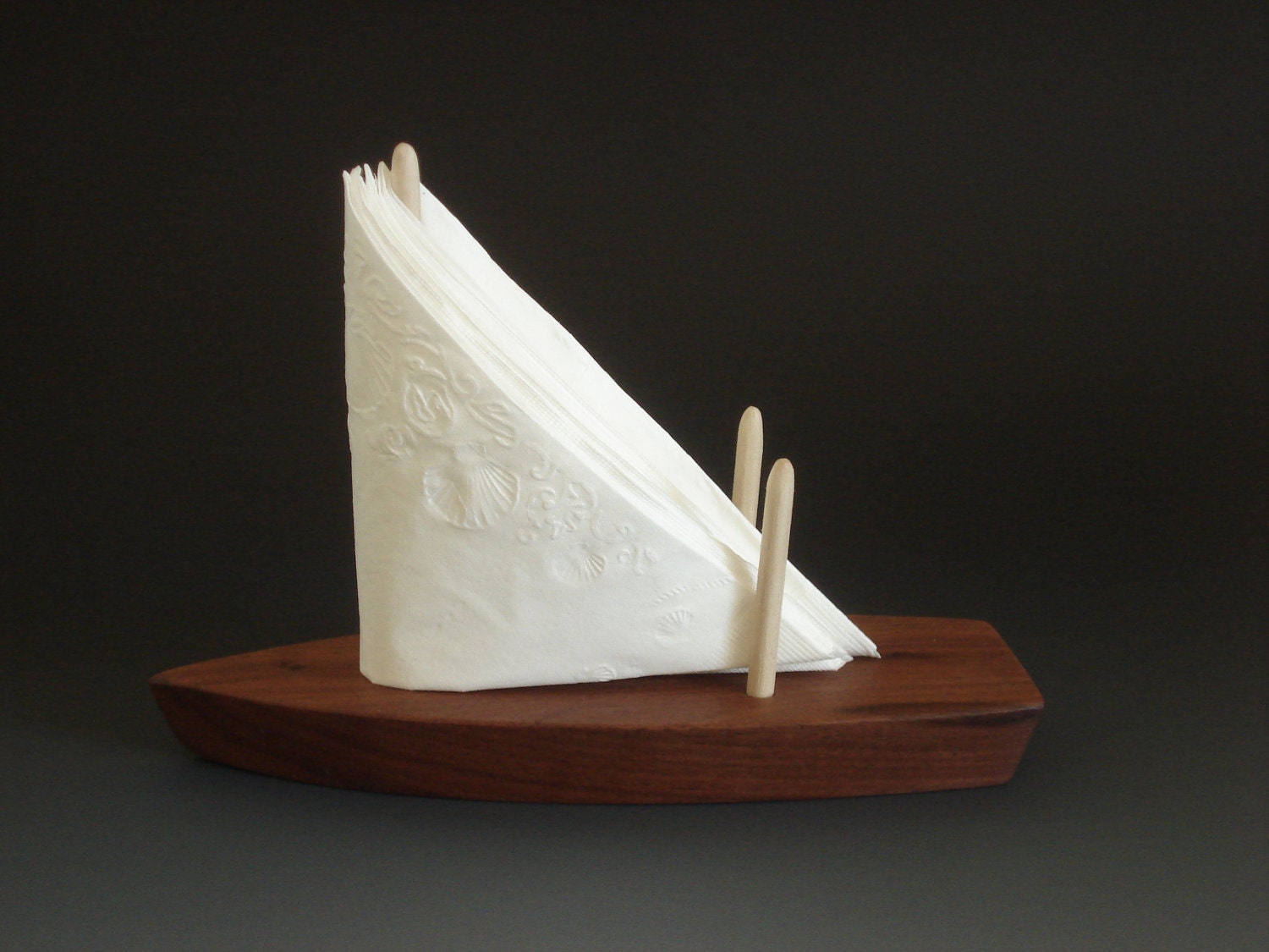 Walnut Boat Napkin Holder