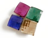 Colorful Vintage Acrylic Button Caps Facet Cut Molded Squares