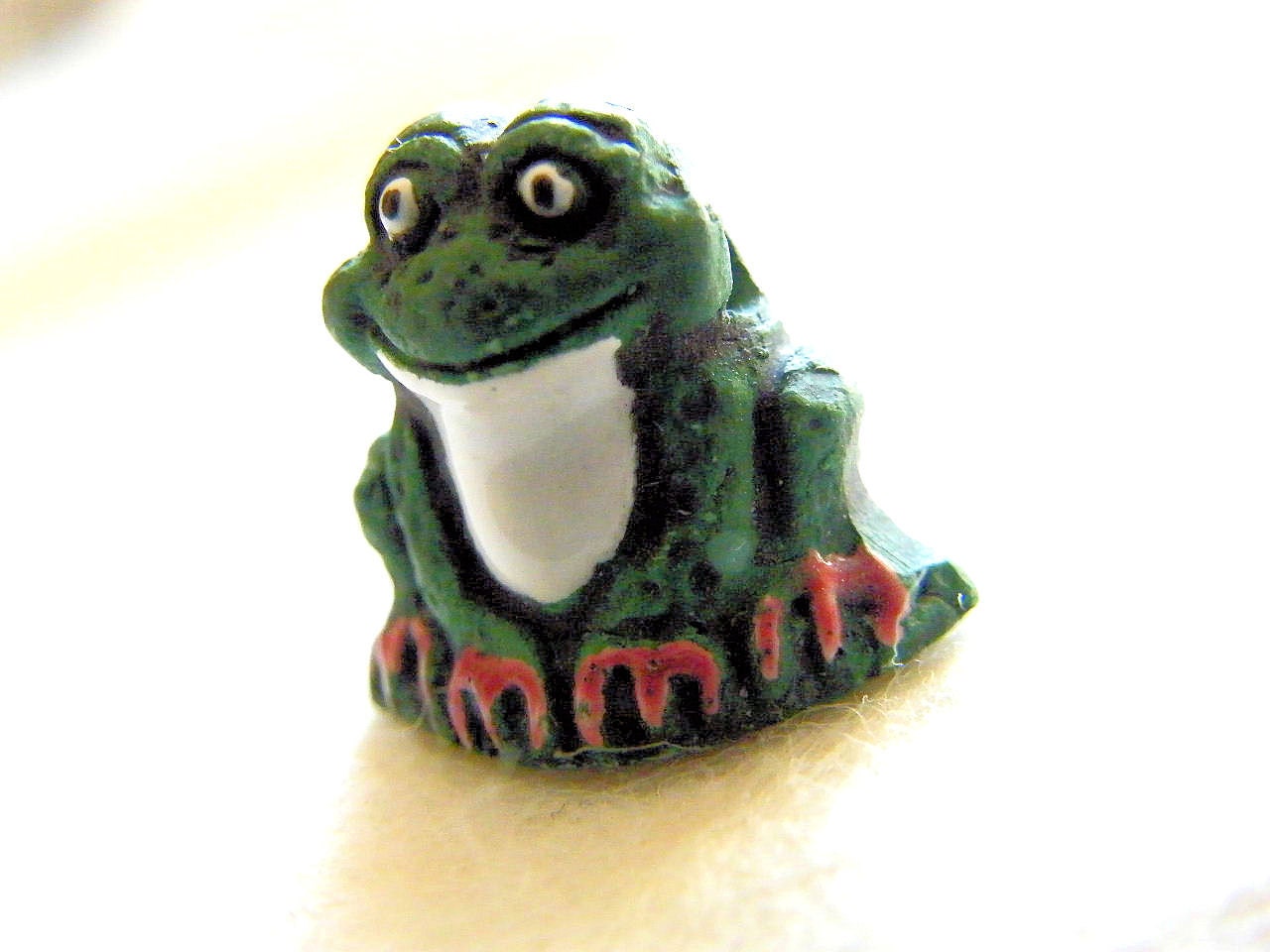 Dark Green Ceramic Frog  Beads, Hand Painted Terrarium Minature