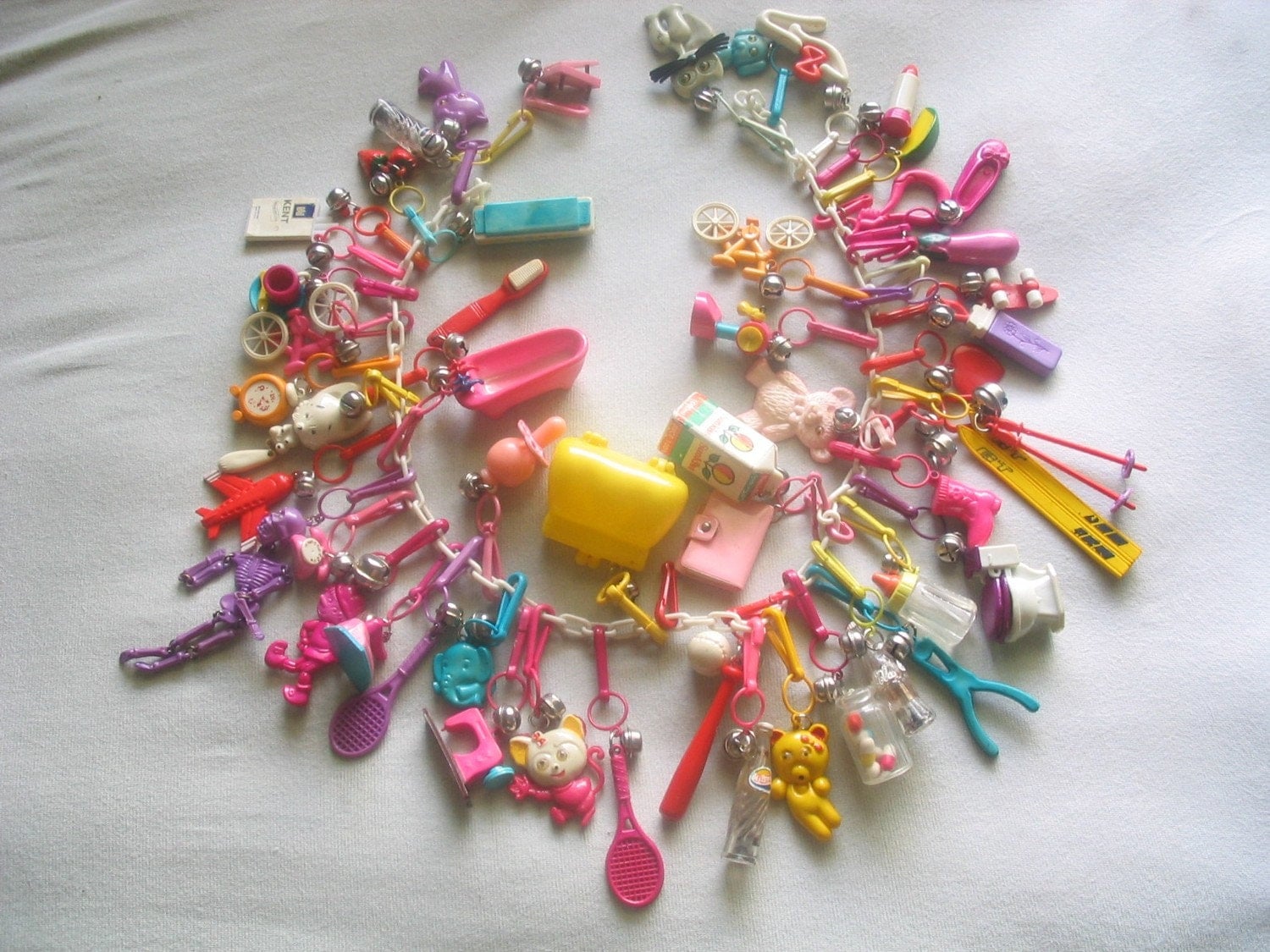 Clip Charm Charms necklace 80's jewelry costume by