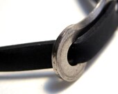 Ecofriendly Bracelet - Recycled Bicycle Chain Link and Black Innertube Jewelry Steel