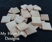 1 inch Wooden Square Tiles (Lot of 30) Unfinished Wood Pieces