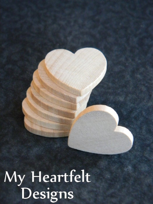1 inch Wooden Heart Cutouts (Lot of 25) Unfinished Wood, Wedding DIY Crafts