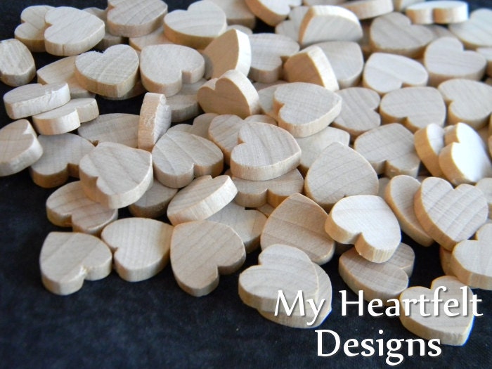 0.5 inch Wooden Heart Cutouts (Lot of 25) Unfinished Wood - 1/2 inch, Wedding DIY Crafts