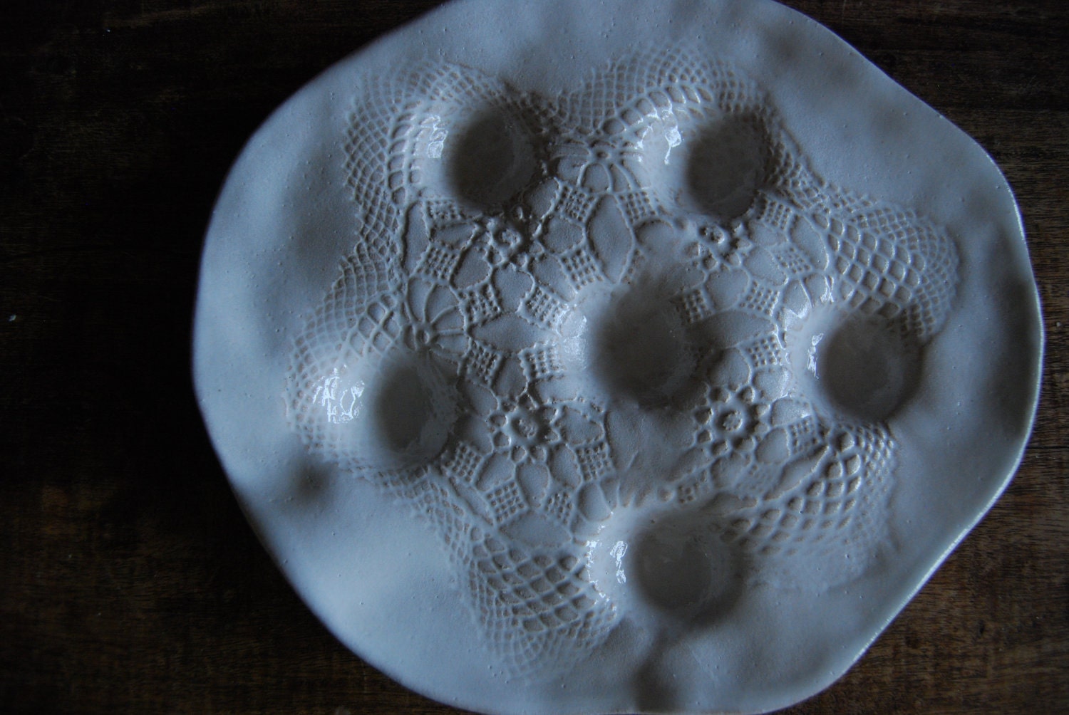 Escargot Ceramic plates - Set of 2 - handmade tableware White - wedding gift French cusine Organic Shaped Unique