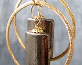 Pyrite and Gold Hoop Earrings, Big Bold and Gorgeous