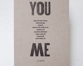 Small You & Me Letterpress Print - 8x10 (Recycled Chipboard Paper)