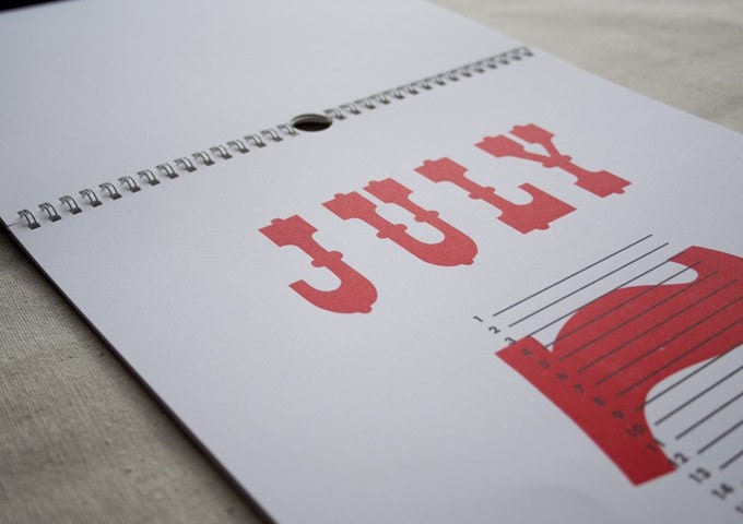 Letterpress Printed Wood Type Perpetual Calendar