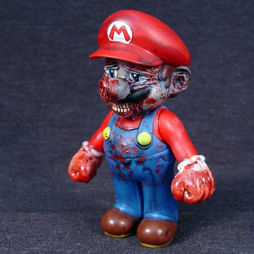 Zombie Mario OOAK nintendo Figure Arms Move