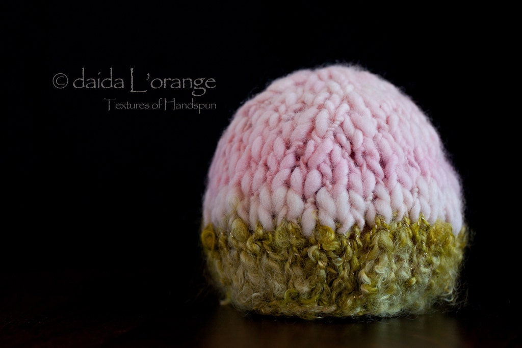 OOAK Luxe Newborn Dual-Tone Beanie Hat - Pink Moss - Spring Collection