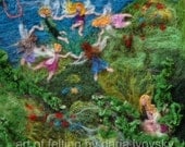 Needle felted Waldorf Photo Print  of my original  wool painting - The Fairy Feast 3-needle felt by Daria Lvovsky