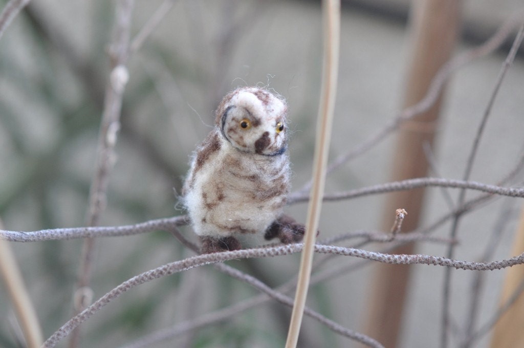 Needle Felted  Wool Animals Owl- Waldorf inspired Soft Sculpture -needle felt by Daria Lvovsky-Made for custom order