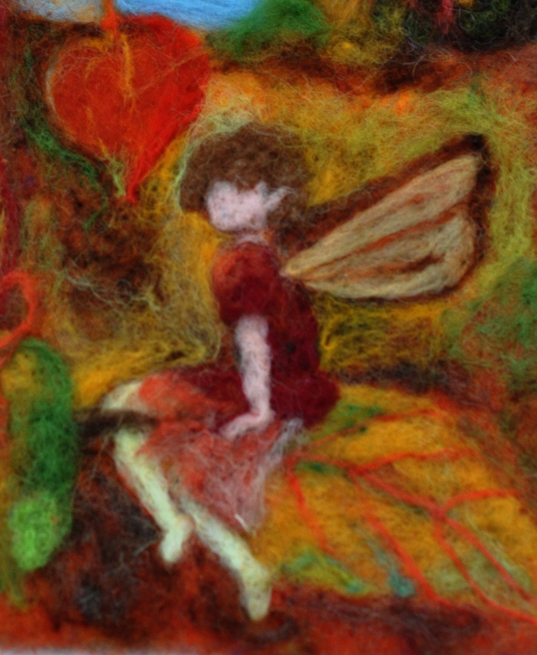 Needle Felted Waldorf Autumn fairies Needle Felted Wool Tapestry-Autumn-Wall hanging -needle felt by Daria Lvovsky-