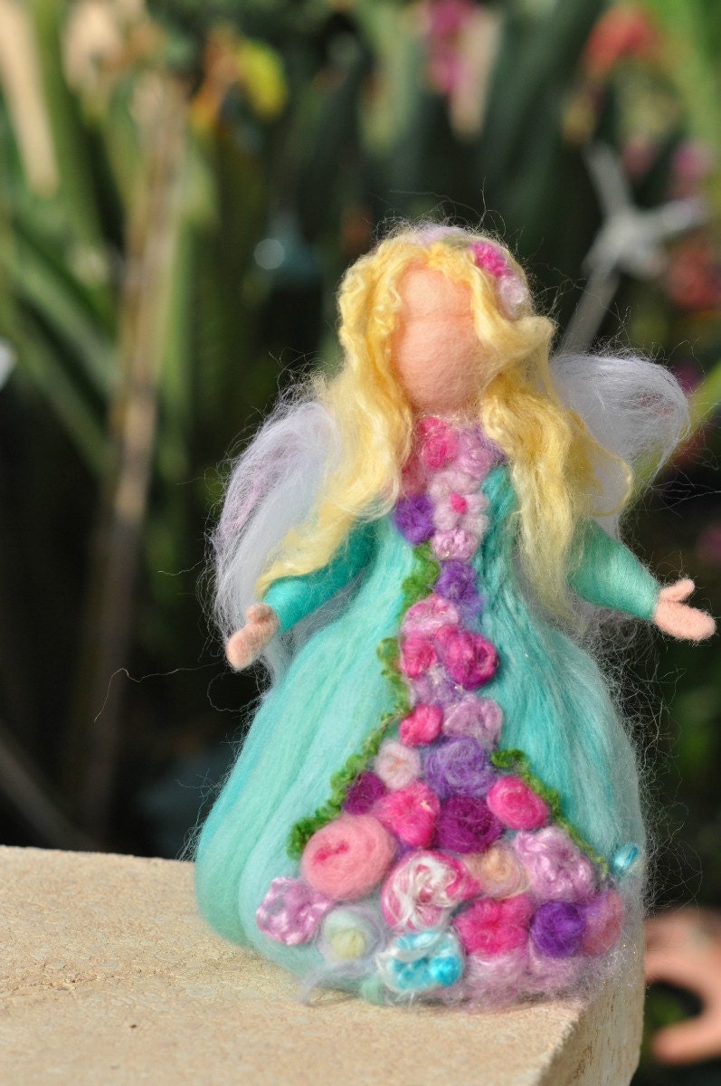 Needle felted Waldorf  Wool  Garden Fairy-soft sculpture- standing doll--needle felt by Daria LvovskyMade to custom orders
