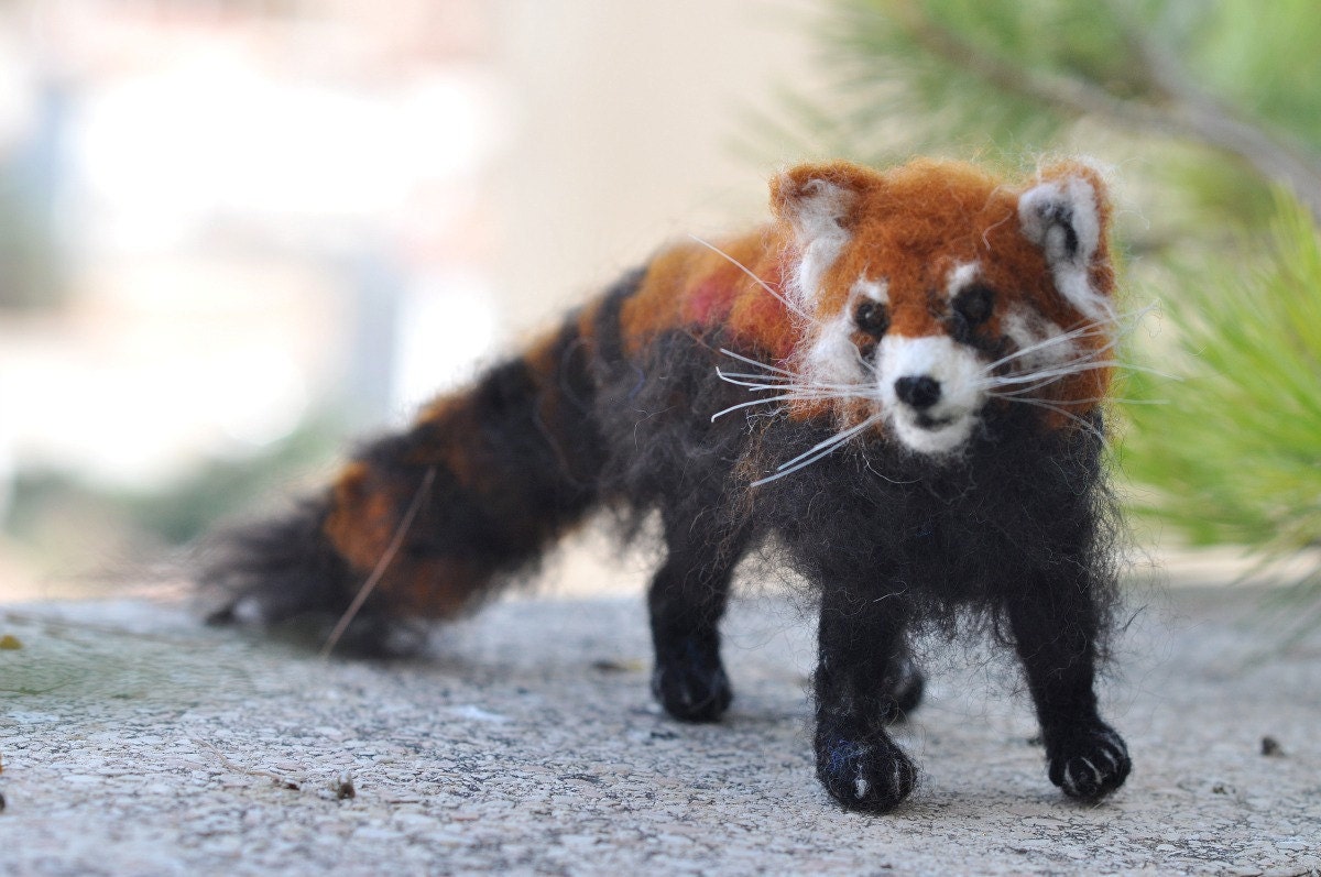 Needle Felted  Wool Animals  Red Panda-OOAK Collectible artist wool soft sculpture by Daria Lvovsky