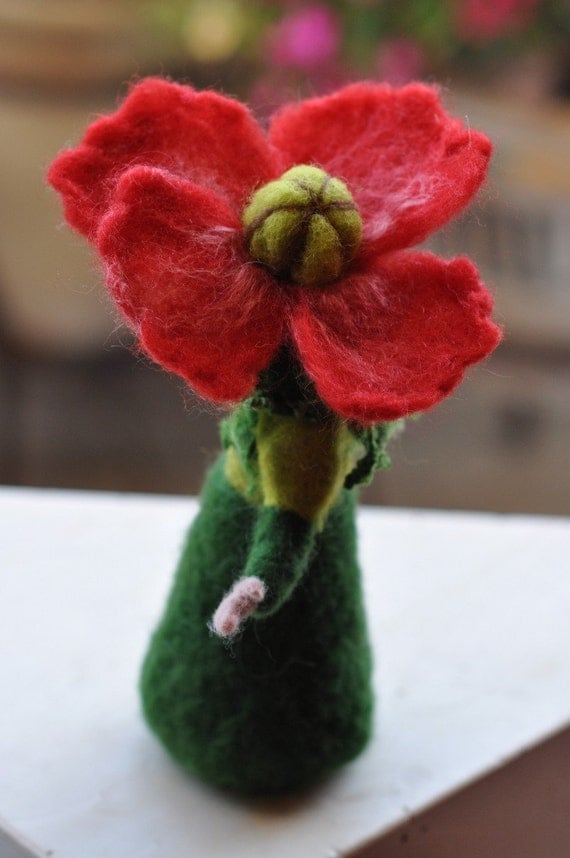 Needle felted Waldorf Poppy-girl- soft sculpture --needle felt by Daria Lvovsky -For custom orders
