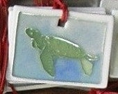SEA TURTLE ceramic HANDMADE pendant gift bag charm or mini ornament Bead&Button Show Milwaukee art by Faith Ann Originals