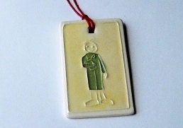 LARRY LABCOAT cute handmade ceramic mini ornament gift tag bag charm pendant scientist lab tech geek nerd ready to ship under 5 dollar