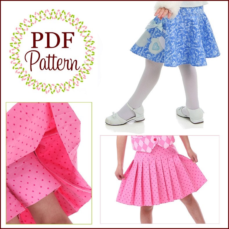 Girls Skirt Pattern with Skort, Boutique Pattern PDF E-Book