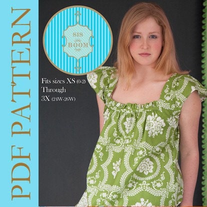 Womens blouse pattern - Sis Boom Dana Top, PDF E-Book