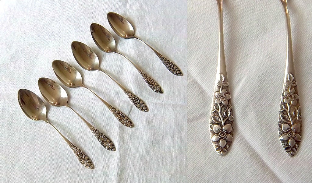 6 Repousse Demitasse Spoons - Nashville Tennessee - G R Calhoun 1800s Sterling Sliver - A F Towle - Pattern Number 1