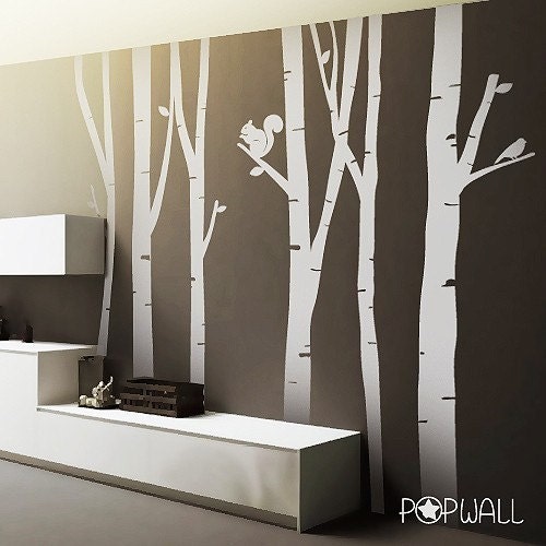 9ft Tall Birch Trees - winter  birch tree Vinyl Wall Sticker Decal Art- 061