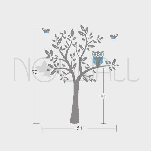 Owl on Tree wall decal Vinyl Sticker Nursery Wall Decal  - 090