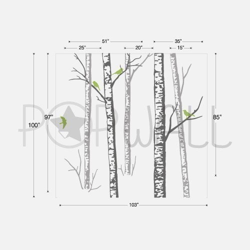 Wall decals wall stickers - Birch Trees wall decal 068