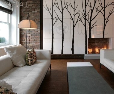 Tree Wall Decal Wall Stickers - Winter Tree decal -10 FREE BIRDS Wall Decals 036