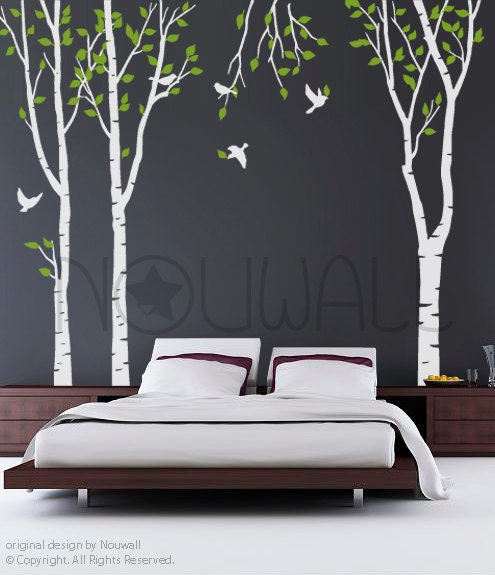 Art Tree Wall Sticker Wall Decals Tree Decal  New forest Trees  - 101in set of 3 trees