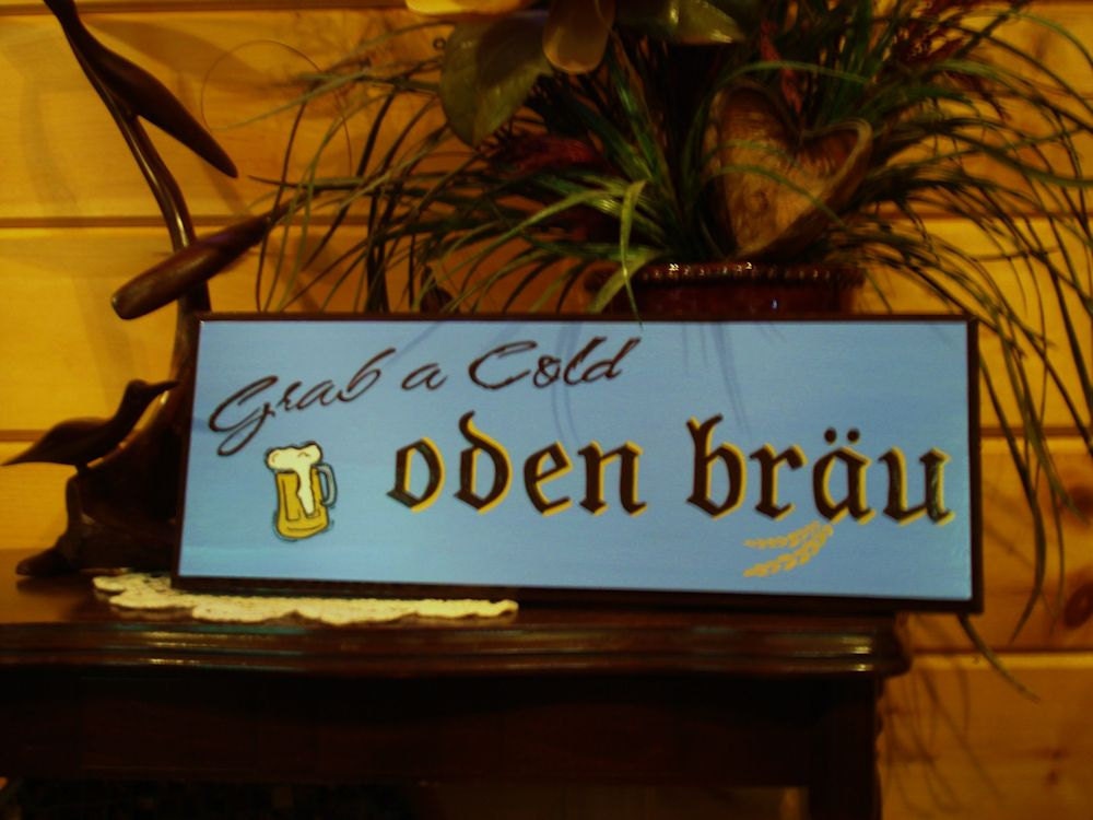 Home Decor. Personalized Custom Wood Sign. Grab a Cold Oden Brau