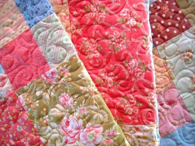 Cottage Chic Napping Quilt, Lap Quilt, Throw, Shabby Chic Medley