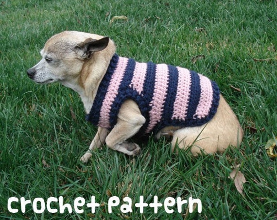 crochet pattern dog sweater striped pet chihuahua by
