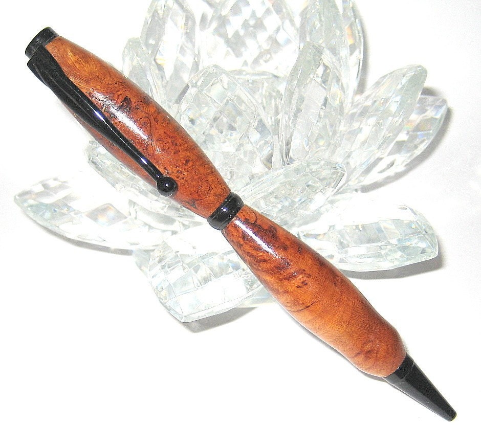Black cherry burl lathe turned pen - Unique Figure to this burl -