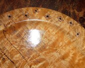 Maple burl plate with delicate flower inlay, beautiful display piece