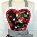 Retro Apron Sweetheart Vintage Style Hostess Apron Black Cherries and Gingham