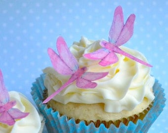 Mini EDIBLE DRAGONFLIES in pink - Cake & Cupcake toppers - Food Accessories