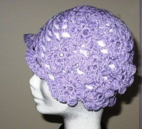 Crochet PATTERN - Stylish Violet Flower Hat
